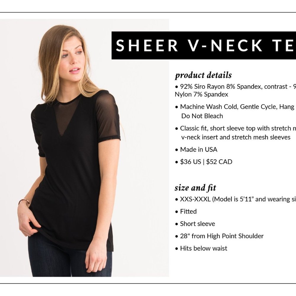 Sheer V-Neck Tee - Red Agnes & Dora